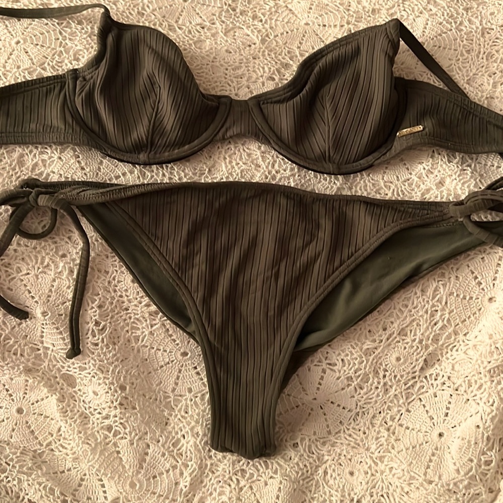 Olive Colored Bikini Rubbed Material - image 1
